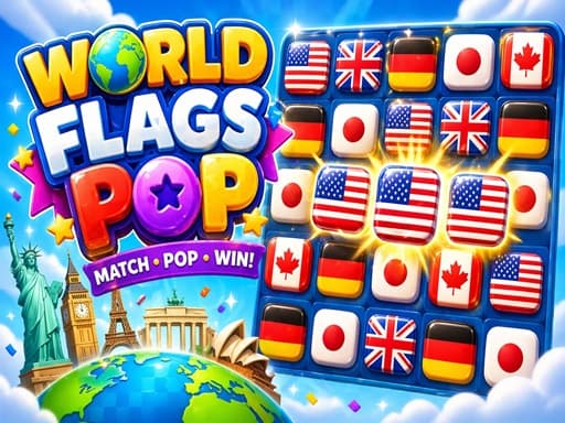 Play World Flags Pop - Free Online Puzzle