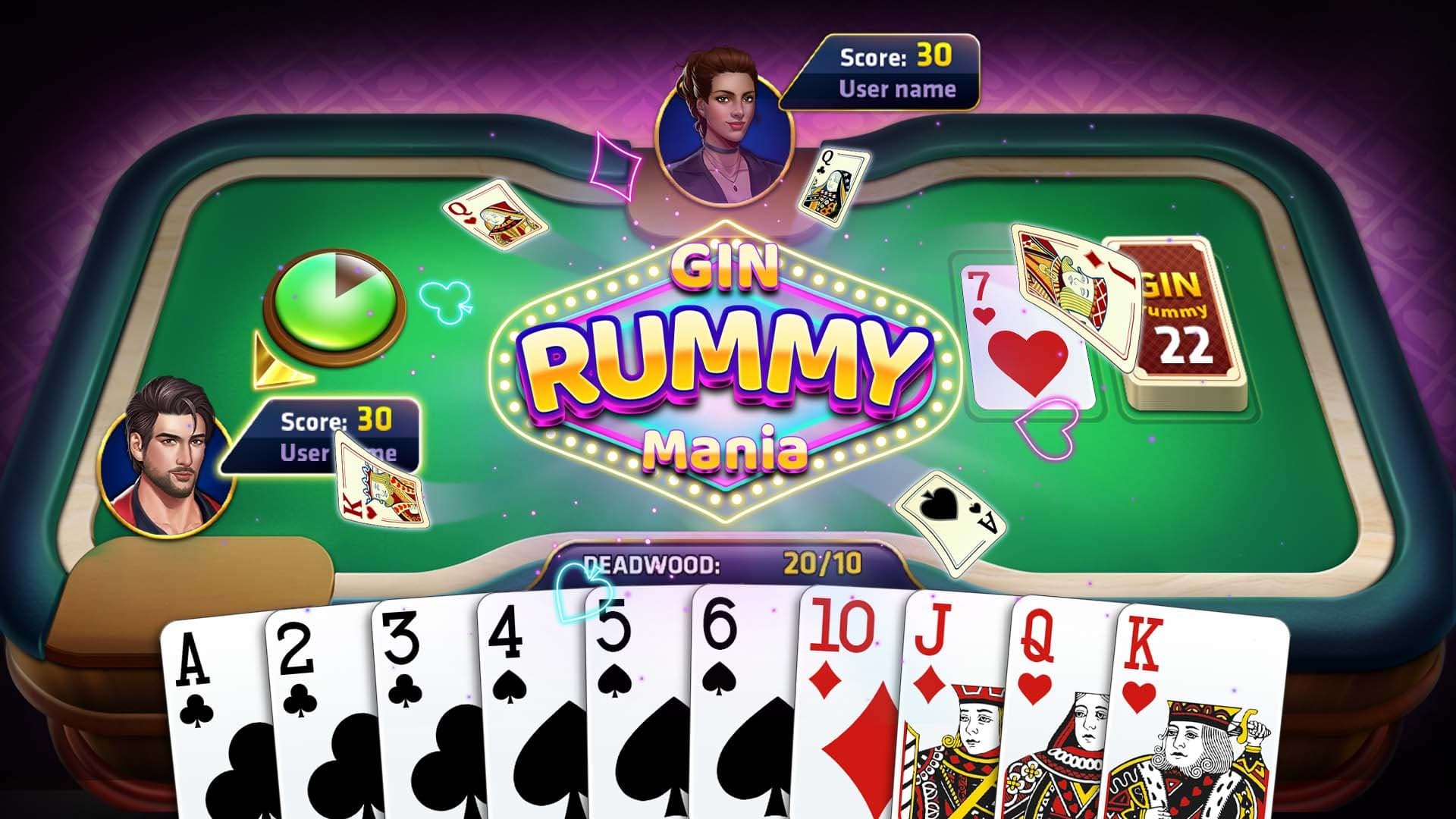 Play Gin Rummy Mania - Free Online Arcade