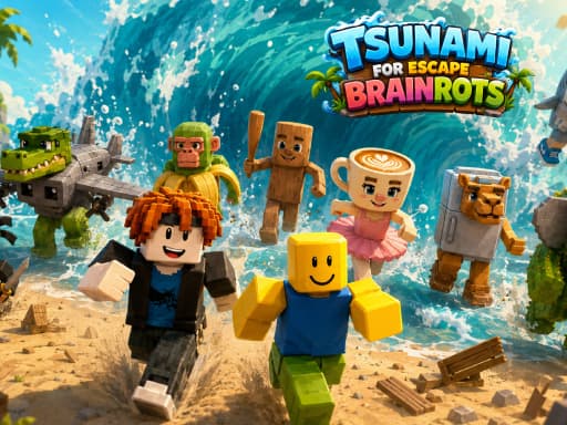 Play Tsunami For Escape Brainrots - Free Online Arcade